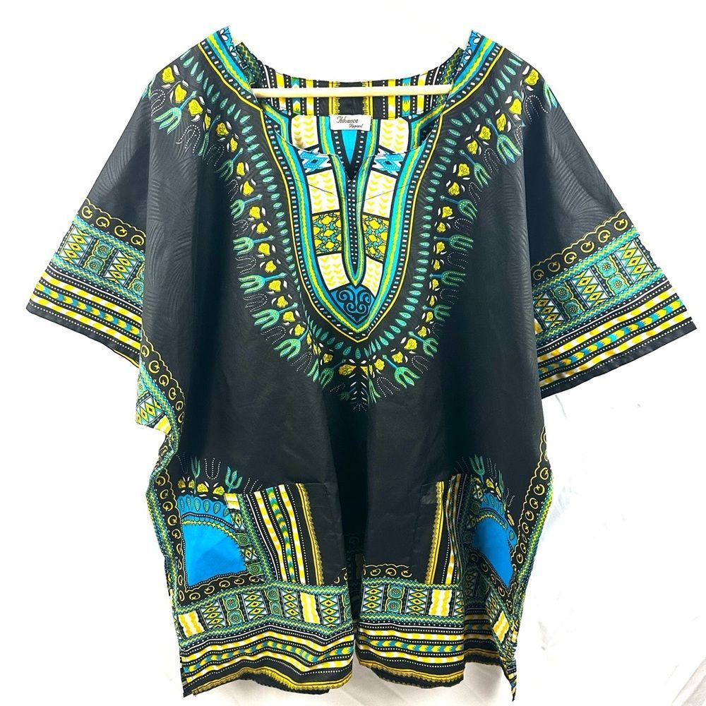 Advance Apparel African Dashiki Shirt Unisex Plus Size Black Green Blue Yellow